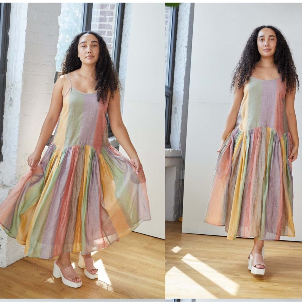 Rujuta Sheth Pastel Striped Leila Dress NWT